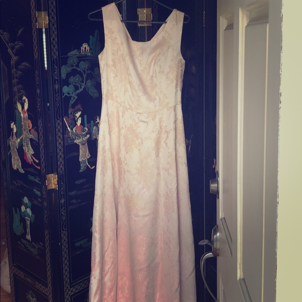 Custom pink floral dress with short sleeve cover